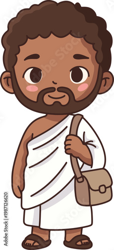 Elder Muslim With Bag Colored