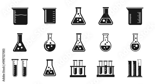 Laboratory glassware illustration representing science and research for various experimental