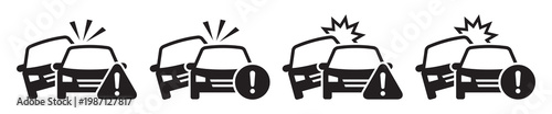 Car accident warning icon, Car crash icon, vector illustration