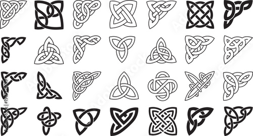 Intricate Celtic knot corner ornaments design elements historical artistic symbols for borders