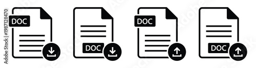 Document file format upload and download icon Illustration