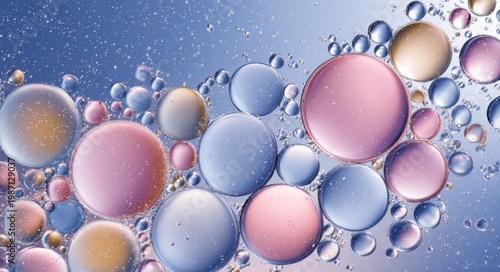 Abstract artwork of oil bubbles and water droplets
