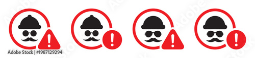 Incognito warning icon. Robber warning icon, vector illustration.