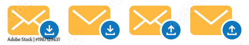 Mail message download and upload file icon illustration