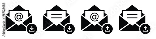 Mail message download and upload file icon illustration