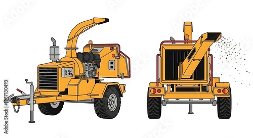 Wood Chipper Machine - Heavy-Duty Equipment for Processing Wood Waste.
