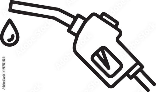 Gas station pump nozzle icon with fuel drop dispenser gasoline