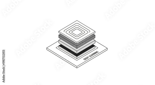 A technical drawing of stacked square plates.