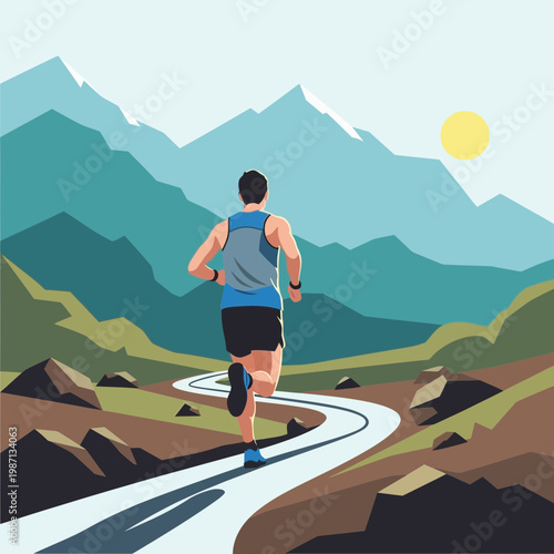 Runner Conquers Mountain Trail Under Bright Sunlight