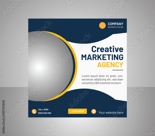 Marketing agency flyer template, business brochure design, creative services layout, modern advertising vector