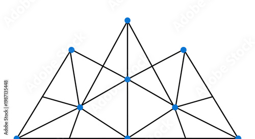 Geometric illustration depicting interconnected lines and nodes forming a complex arrangement