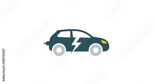Iconic depiction of an electric vehicle with a lightning bolt symbol conveying power