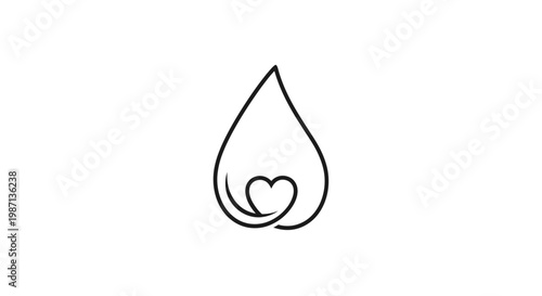 A line drawing of a teardrop with a heart.