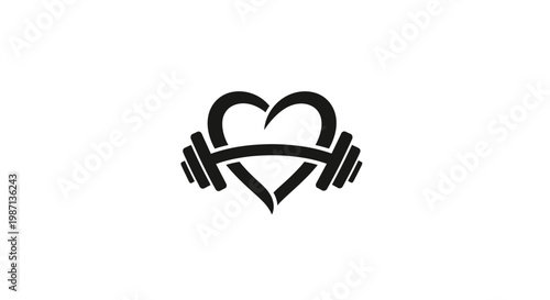 Fitness motivation with heart and dumbbell.