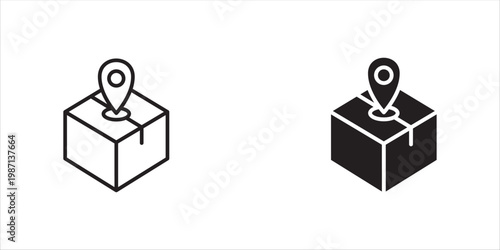 Parcel tracking icon for your website, logo, app, UI, product print. Parcel tracking concept flat Silhouette vector illustration icon. Editable stroke icons set