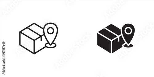 Parcel tracking icon for your website, logo, app, UI, product print. Parcel tracking concept flat Silhouette vector illustration icon. Editable stroke icons set