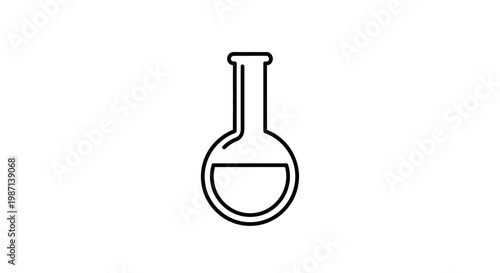 Laboratory flask icon design in minimal black and white style for science and research