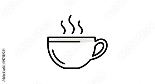 Minimalist cup of hot beverage, with steam, perfect for a cozy morning or afternoon
