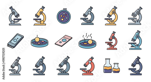 Illustrated Science and Medical Equipment: Microscopes, Petri Dishes, and Lab Supplies