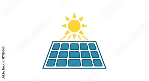 Illustration depicting solar panel technology harnessing the sun's clean renewable energy source
