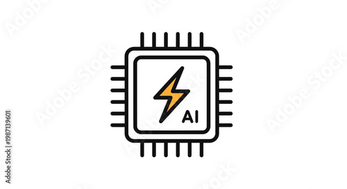 Artificial intelligence symbol with microchip.
