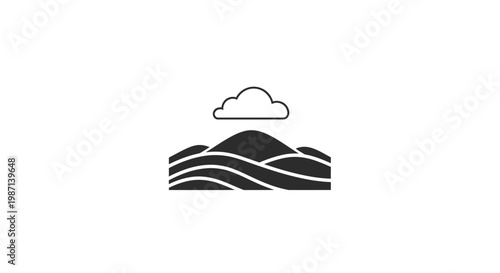 Simple landscape with mountain and cloud.