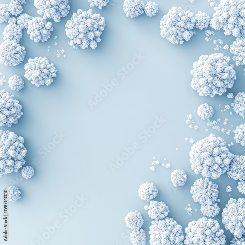 Delicate White Floral Clusters on Light Blue Background.