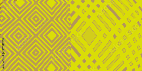 Abstract yellow and gold geometric pattern with repeating diamond shapes