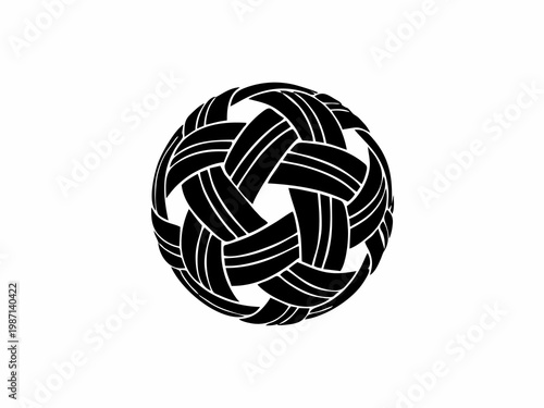 Sepak Takraw Rattan Ball Silhouette Isolated on White Background