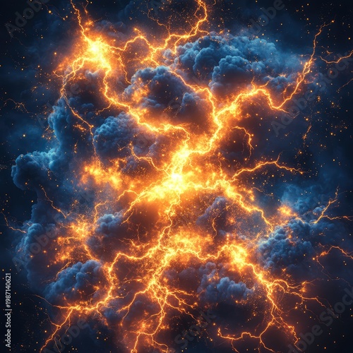 Cosmic Lightning Storm - A Vibrant Display of Energy and Light.