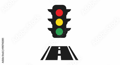 Traffic light on a road.