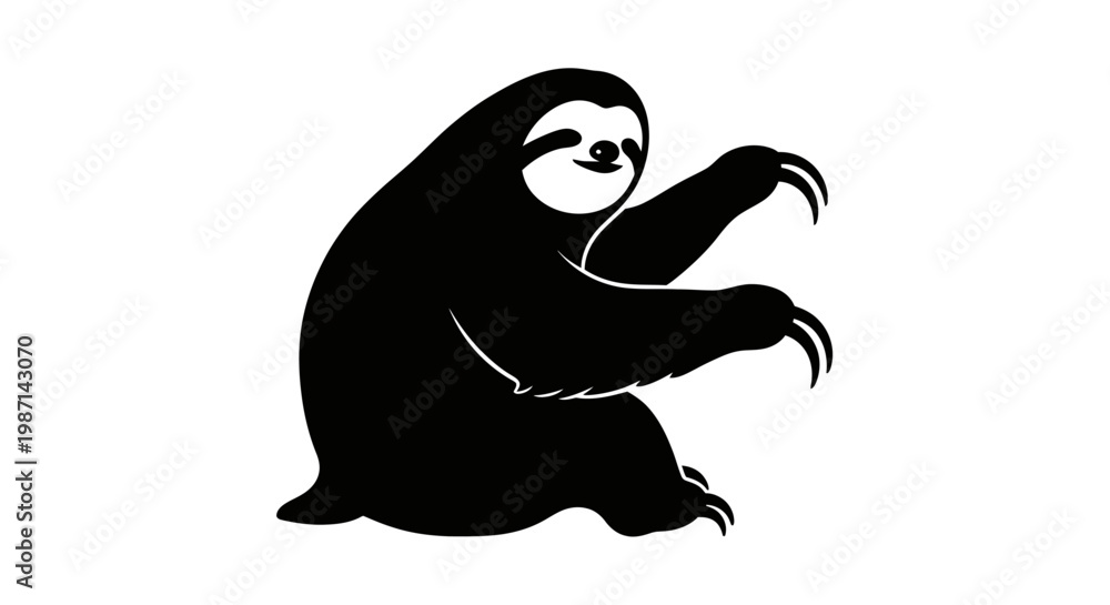 Naklejka premium A black silhouette of a sloth.