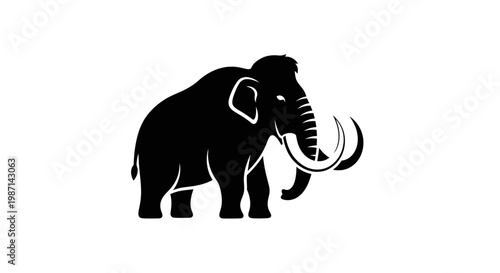 A black silhouette of an elephant.