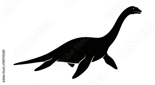 A black silhouette of a dinosaur.