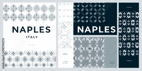 Naples Italy A collage of patterned designs and typographic elements