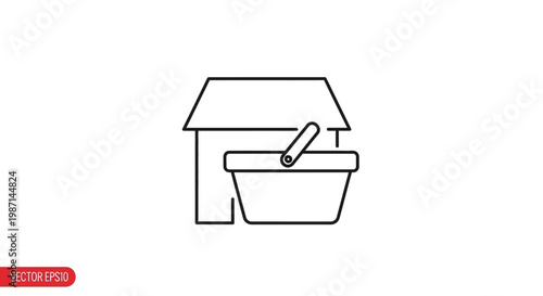 Simple line icon of a mortar and pestle.