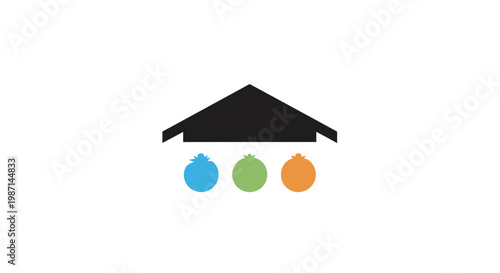 A simple house with raindrops falling.