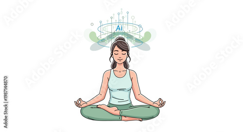 Woman in meditation yoga pose sitting.