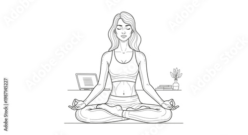 Woman sitting in lotus position meditating.