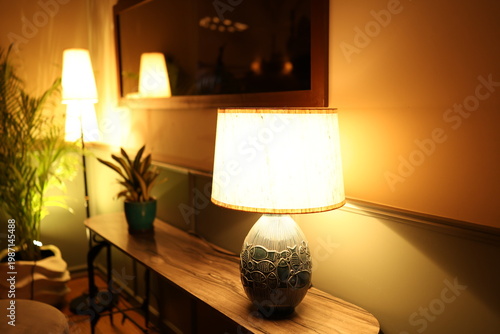 Antique table lamp with warm light