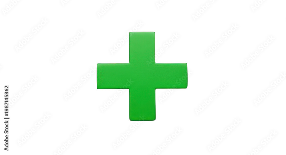 Obraz premium A green plus sign on a white background