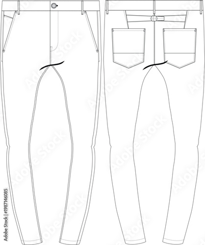 Man / Men Buckle Detail Slim - Skinny Chino Pant