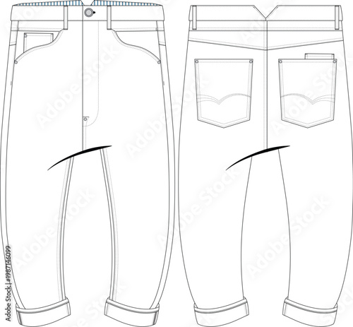 Man Pocket Detail Denim Jean Trouser Collection