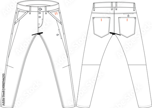 Men Man Slim Straight Pant Denim Jean Trouser