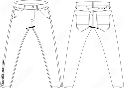 Men Man Slim Straight Pant Denim Jean Trouser