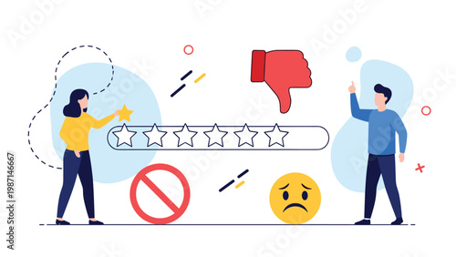 People expressing negative feedback and dissatisfaction, indicating bad ratings with thumbs down and sad face emojis.
