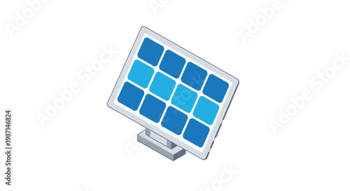 Illustration of a solar panel generating clean energy in a bright, modern, and stylized format