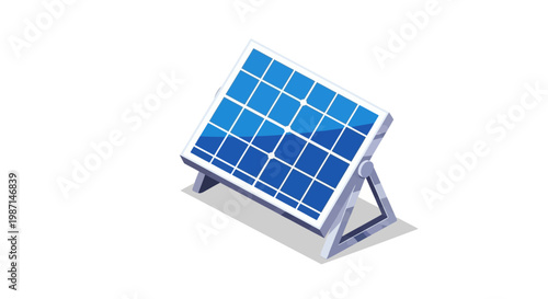 Illustration of a solar panel generating clean energy on a white background
