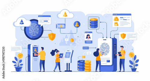 Digital banking and financial technology concept illustration.