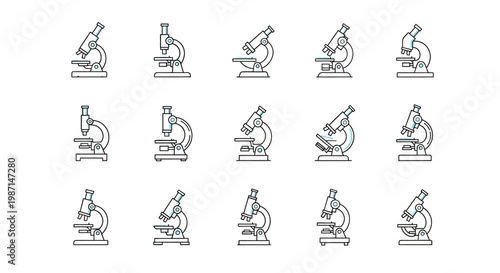 Illustration showcasing a variety of microscopic instruments for laboratory analysis